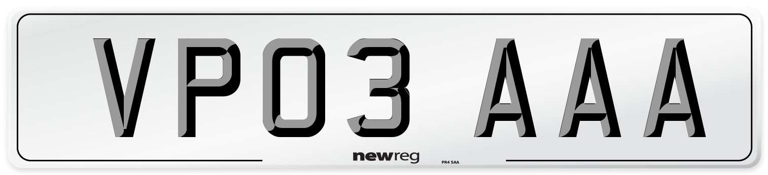 VP03 AAA Number Plate from New Reg